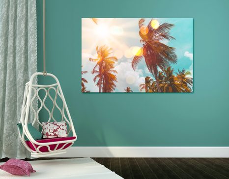 OBRAZ PAPRSKY SLUNCE MEZI PALMAMI - OBRAZY PŘÍRODY A KRAJINY - OBRAZY