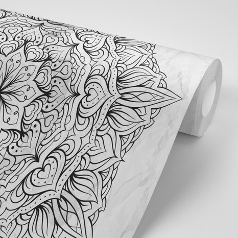 CARTA DA PARATI AUTOADESIVA – MANDALA ETNICA ASTRATTA IN BIANCO E NERO - CARTA DA PARATI AUTOADESIVE - CARTA DA PARATI