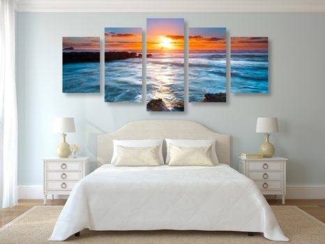 КАРТИНИ ОТ 5 ЧАСТИ – СЛЪНЦЕ НАД МОРЕТО - КАРТИНИ НА ПРИРОДАТА И ПЕЙЗАЖИ - КАРТИНИ