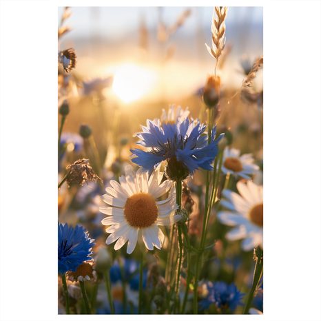 CANVASTAVLA PRÄSTKRAGAR OCH BLÅKLINT I SOLEN - BLOMTAVLOR - TAVLOR