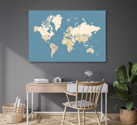 OBRAZ NA KORKU MAPA S VINTAGE PRVKY - OBRAZY NA KORKU - OBRAZY