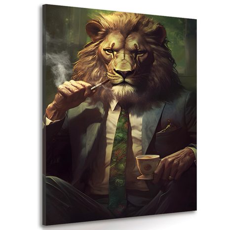 CANVAS PRINT ANIMAL GANGSTER LION - PICTURES OF ANIMAL GANGSTERS - PICTURES