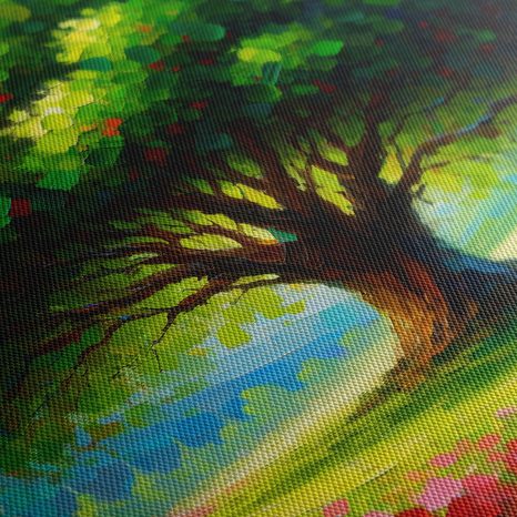 OBRAZ BAREVNÝ STROM ŽIVOTA NA LOUCE - OBRAZY STROMY ŽIVOTA - OBRAZY