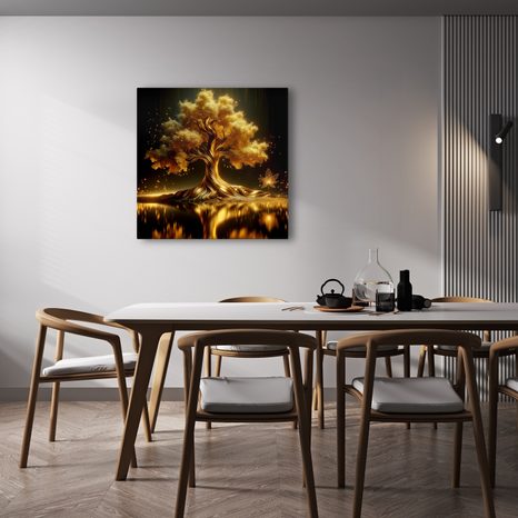 WANDBILD GOLDENER LEBENSBAUM AM SEE - BILDER BÄUME DES LEBENS - BILDER