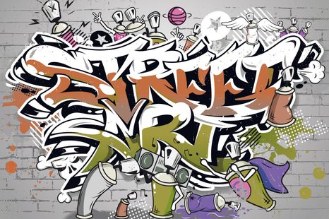 CARTA DA PARATI – SCRITTA STREET ART ARANCIONE CON SPRAY - CARTA DA PARATI ARTE DI STRADA - CARTA DA PARATI