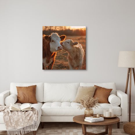 WANDBILD KÜHE IM ABENDLICHT - WANDBILDER BÜFFEL UND KÜHE - BILDER