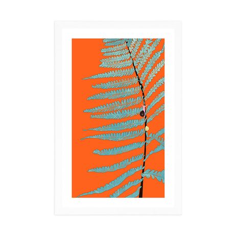 PLAKÁT S PASPARTOU LIST NA ORANŽOVÉM POZADÍ - MOTIVY Z NAŠÍ DÍLNY - PLAKÁTY