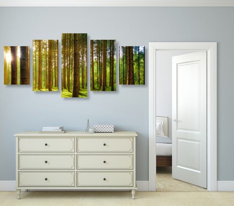 5-CZĘŚCIOWY OBRAZ PORANEK W LESIE - OBRAZY PRZYRODY I KRAJOBRAZY - OBRAZY