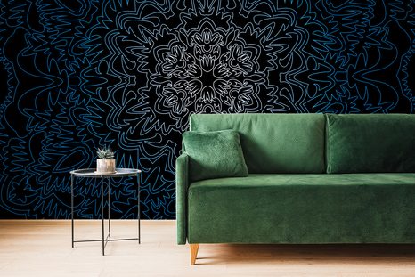 SAMOLEPÍCÍ TAPETA ORNAMENTÁLNÍ MANDALA NA ČERNÉM POZADÍ - SAMOLEPÍCÍ TAPETY - TAPETY