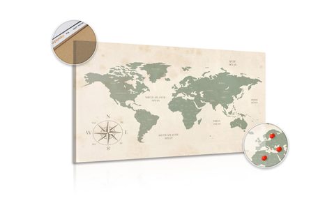 QUADRO IN SUGHERO – MAPPA DEL MONDO DISCRETA - QUADRI SU SUGHERO - STAMPE E QUADRI