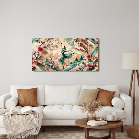 KÉP ABSZTRAKT BALERINA VIRÁGOK KÖZÖTT - NŐKET ÁBRÁZOLÓ KÉPEK - KÉPEK