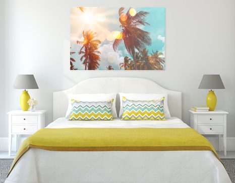 OBRAZ PAPRSKY SLUNCE MEZI PALMAMI - OBRAZY PŘÍRODY A KRAJINY - OBRAZY