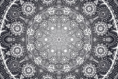 CARTA DA PARATI AUTOADESIVA – MANDALA DECORATIVA CON PIZZO IN BIANCO E NERO - CARTA DA PARATI AUTOADESIVE - CARTA DA PARATI