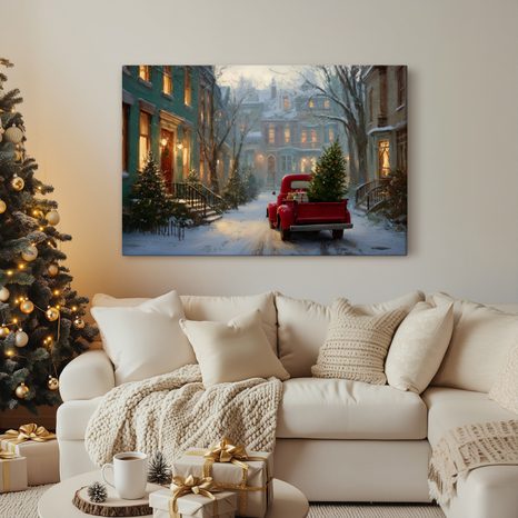 VÁNOČNÍ OBRAZ AUTO SPLNĚNÝCH PŘÁNÍ - VÁNOČNÍ A ZIMNÍ OBRAZY - OBRAZY