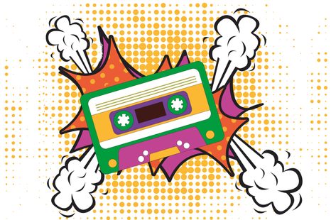 CARTA DA PARATI – ICONA MUSICALE DELLA CASSETTA - CARTA DA PARATI POP ART - CARTA DA PARATI