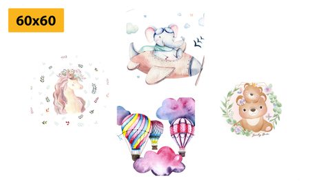 SET OBRAZŮ PRO DĚTI V JEMNÝCH BARVÁCH - SESTAVY OBRAZŮ - OBRAZY