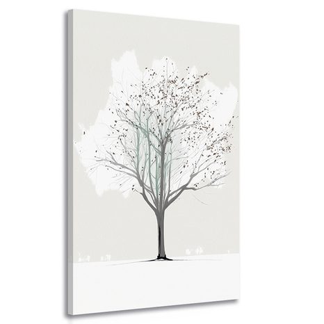 WANDBILD MINIMALISTISCHER WINTERBAUM - BILDER BÄUME UND LAUB - BILDER