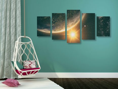 TABLOU 5-PIESE VIZUALIZARE DIN UNIVERS - TABLOURI STELE ȘI COSMOS - TABLOURI