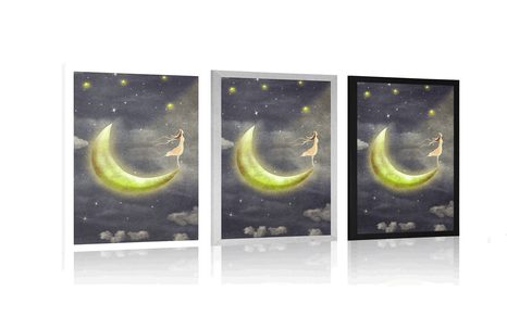 PLAKAT DZIEWCZYNA NA KSIĘŻYCU - BAJKOWE STWORZENIA - PLAKATY