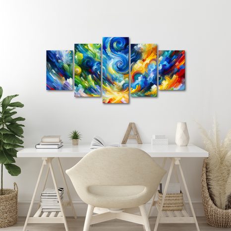 5-DÍLNÝ OBRAZ VÍR BAREVNÉHO NEBE - ABSTRAKTNÍ OBRAZY - OBRAZY