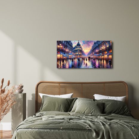 OBRAZ VEČERNÍ MĚSTO V DEŠTI - OBRAZY PAŘÍŽ - OBRAZY