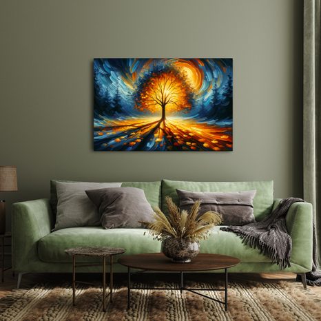 WANDBILD LEBENSBAUM INMITTEN EINES DUNKLEN WALDES - BILDER BÄUME DES LEBENS - BILDER