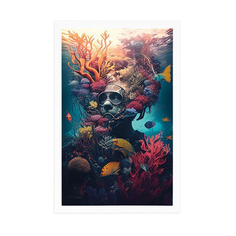 PLAKÁT SURREALISTICKÝ POTÁPĚČ - PODMOŘSKÝ SVĚT - PLAKÁTY