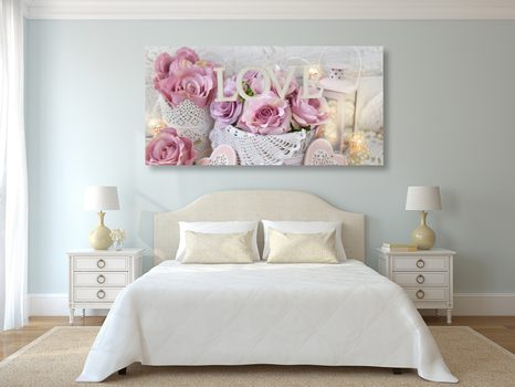 OBRAZ VINTAGE DEKORACE S NÁPISEM LOVE - VINTAGE A RETRO OBRAZY - OBRAZY