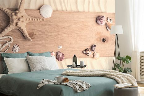 CARTA DA PARATI – TESORI DEL MARE SU LEGNO - CARTA DA PARATI NATURA - CARTA DA PARATI