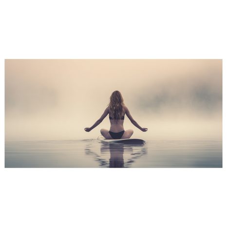 QUADRO SU TELA – MEDITAZIONE AL CENTRO DEL LAGO - QUADRI DI DONNE - STAMPE E QUADRI