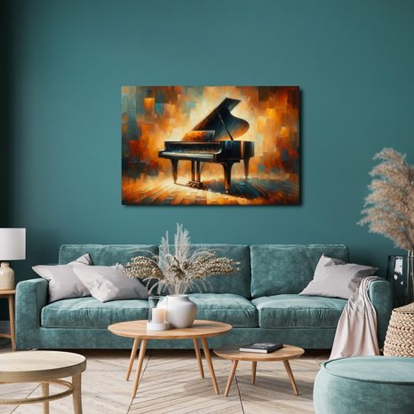 WANDBILD KLAVIER IM GLANZ DER KUNST - WANDBILD IMITATION VON ÖLGEMÄLDE - BILDER