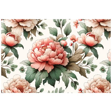 TAPETE ROMANTISCHE ROSA PFINGSTROSEN - TAPETEN MIT BLUMENMOTIVEN - TAPETEN