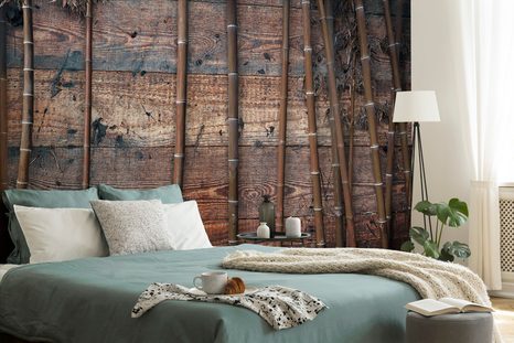 SAMOLEPÍCÍ TAPETA EXOTICKÝ BAMBUS NA DŘEVĚ - SAMOLEPÍCÍ TAPETY - TAPETY