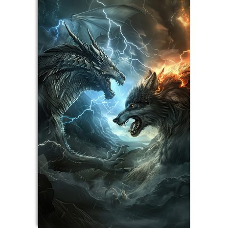 OBRAZ SOUBOJ DRAKA A VLKA - DOVIDO CHALLENGE - OBRAZY