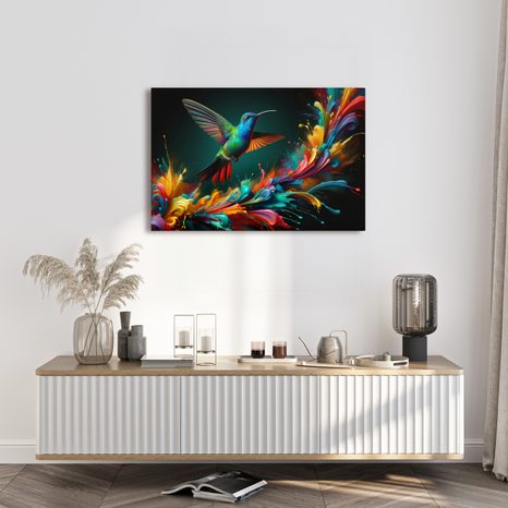 TABLOU COLIBRI COLORAT ÎN ZBOR - TABLOURI PĂSĂRI - TABLOURI