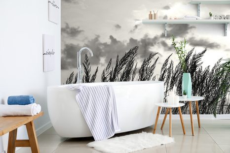 CARTA DA PARATI – ERBA IN BIANCO E NERO - CARTA DA PARATI BIANCO E NERO - CARTA DA PARATI