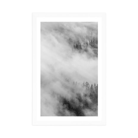 AFFICHE – FORÊT BRUMEUSE EN NOIR ET BLANC - NOIR ET BLANC - AFFICHES