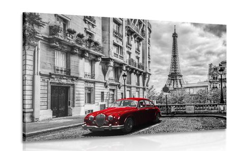 WANDBILD ROTER OLDTIMER IN PARIS - BILDER VON STÄDTEN - BILDER