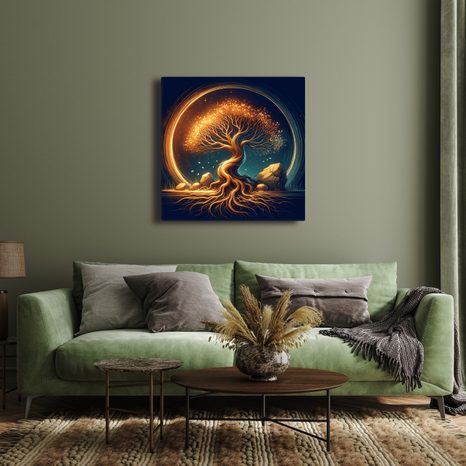 WANDBILD MAGISCHER LEBENSBAUM BEI NACHT - BILDER BÄUME DES LEBENS - BILDER