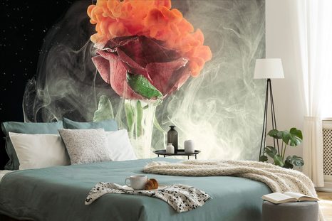 TAPETE ROSE MIT ABSTRAKTEN ELEMENTEN - TAPETEN MIT BLUMENMOTIVEN - TAPETEN