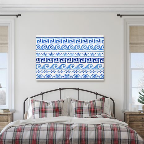 TABLEAU SUR TOILE – ORNEMENT GREC BLEU ET BLANC - TABLEAUX PAR THÈME - TABLEAUX