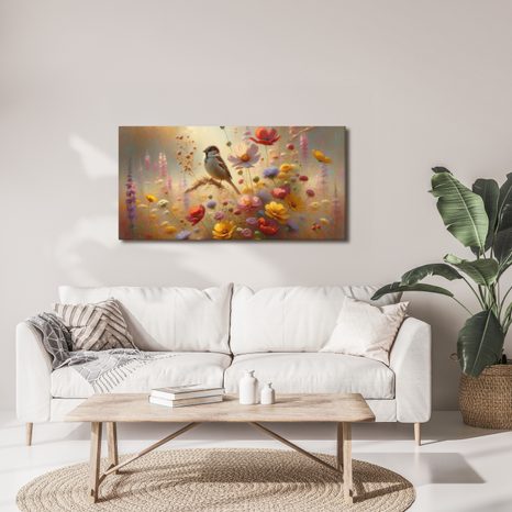 OBRAZ VRABEC NA LETNÍ LOUCE - OBRAZY PTÁCI - OBRAZY