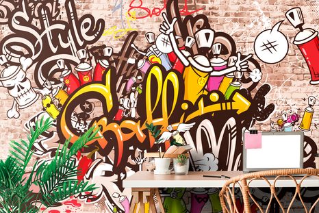 SELF ADHESIVE WALLPAPER CHEERFUL GRAFFITI WALL - SELF-ADHESIVE WALLPAPERS - WALLPAPERS