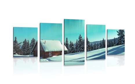 5-PIECE CANVAS PRINT FAIRY TALE WINTER LANDSCAPE - PICTURES OF NATURE AND LANDSCAPE - PICTURES