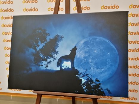TABLOU LUPUL ÎN LUNA PLINĂ - TABLOURI ANIMALE - TABLOURI