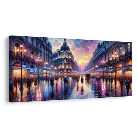 OBRAZ VEČERNÍ MĚSTO V DEŠTI - OBRAZY PAŘÍŽ - OBRAZY