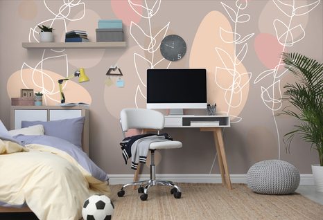 SELF ADHESIVE WALLPAPER MINIMALISTIC PLANTS IN BEAUTIFUL TONES - SELF-ADHESIVE WALLPAPERS - WALLPAPERS