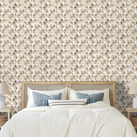 SAMOLEPÍCÍ TAPETA BÉŽOVÁ GEOMETRIE S PROSTOROVÝM EFEKTEM - VZOROVANÉ TAPETY - TAPETY