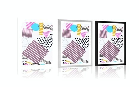 PLAKAT S PASPARTUOM MEMPHIS UZORAK U STILU POP-ART - POP ART - PLAKATI