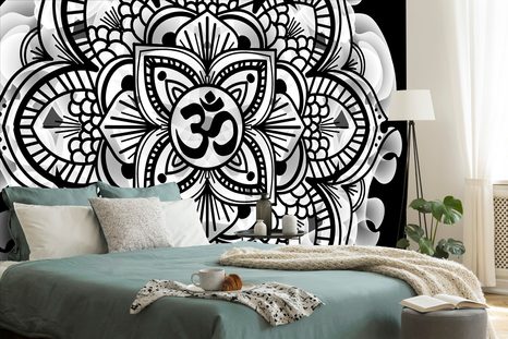 SAMOLEPÍCÍ TAPETA MANDALA ZDRAVÍ V ČERNOBÍLÉM PROVEDENÍ - SAMOLEPÍCÍ TAPETY - TAPETY